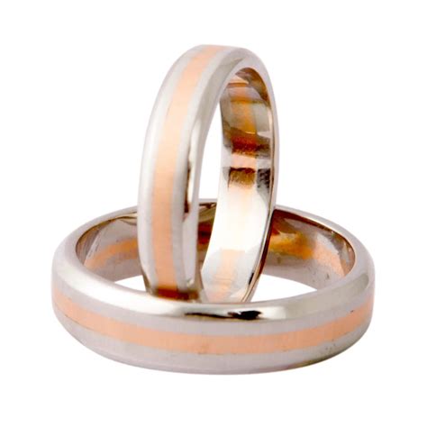 Plain Platinum & Rose Gold Couple Rings JL PT 402 - Suranas Jewelove - 1