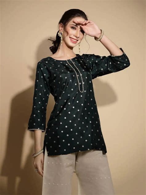 Green Embroidered Satin Tunic – Global Republic