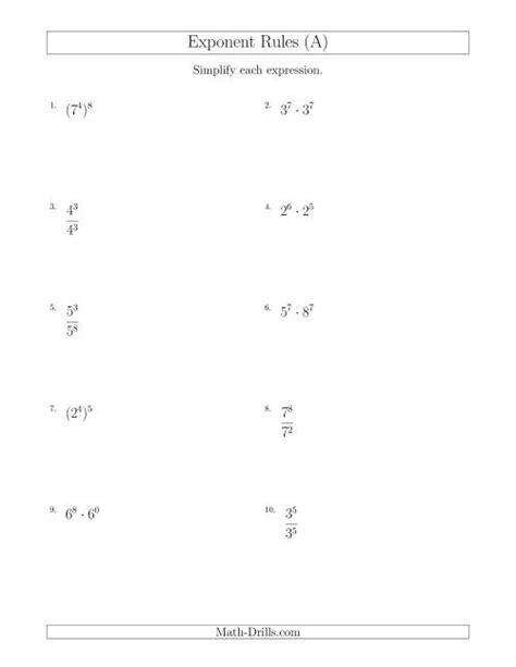 Image result for Simplifying Exponents Worksheet