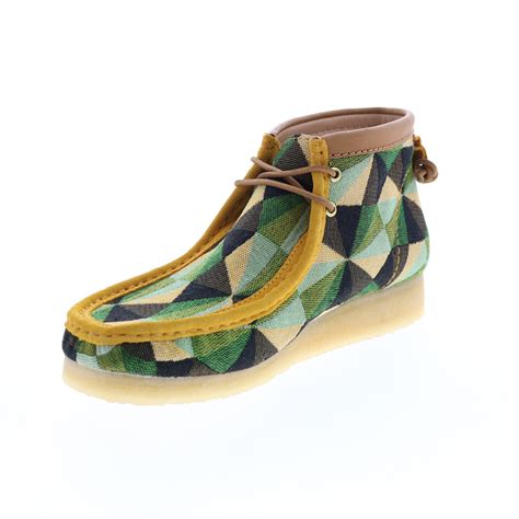 Clarks Wallabee Boot 26165732 Mens Green Canvas Lace Up Chukkas Boots ...