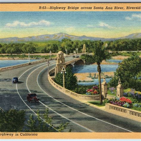 1941 Riverside, CA Rubidoux Mission Santa Ana River Bridge Raincross ...