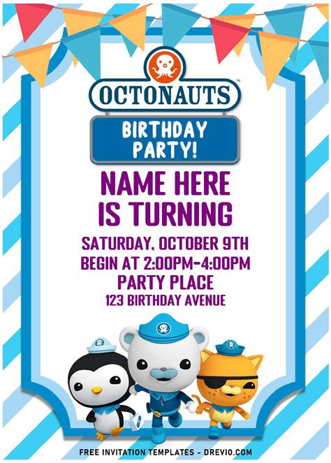 Free Editable PDF) Shiver Me Whiskers Octonauts Navy Birthday ...