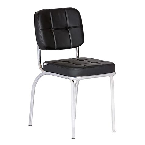 DSR045 Black cushioned visitor chair with chrome frame for meeting rooms