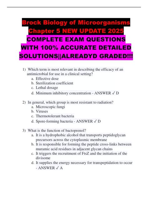 Brock Biology of Microorganisms Chapter 5 NEW UPDATE 2025 COMPLETE EXAM QUESTIONS WITH 100% ...