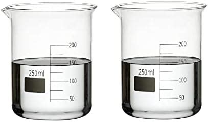 RG Borosilicate 3.3 Glass Beakers with Graduation Marks (250 ml, 2 ...
