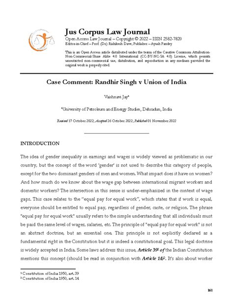 Randhir sing V union of India - Jus Corpus Law Journal Open Access Law ...