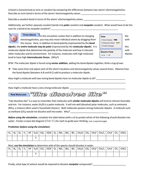Molecular polarity phet lab | DOCX
