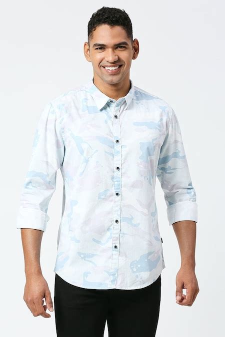 White Printed Casual Full Sleeves Shirt Collar Men Regular Fit Casual ...