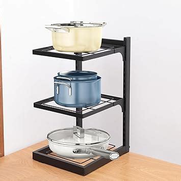 UMAI Buckle Type Pot Rack 3 Layers | Space Saving Corner Shelf Wall ...