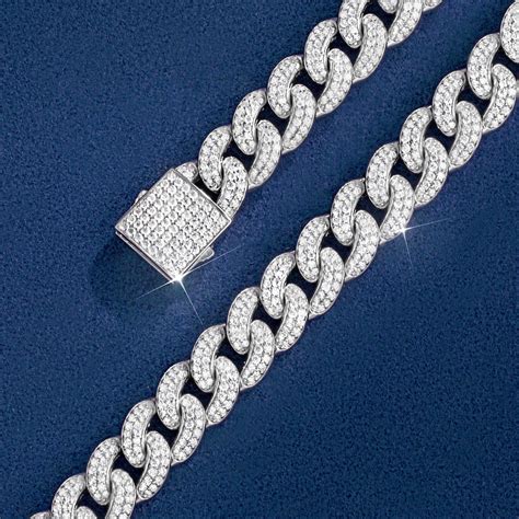 11mm Moissanite Miami Cuban Link Chain in S925 Silver - Helloice Jewelry
