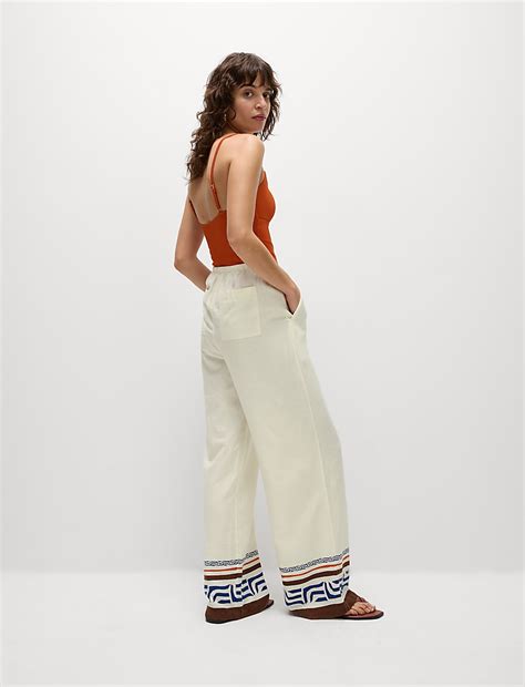 Buy Linen Rich Printed Wide Leg Trousers at Marks & Spencer
