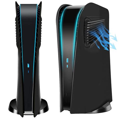 Black PS5 Digital Faceplate with Cooling Vents Cover Curved Replacement ...