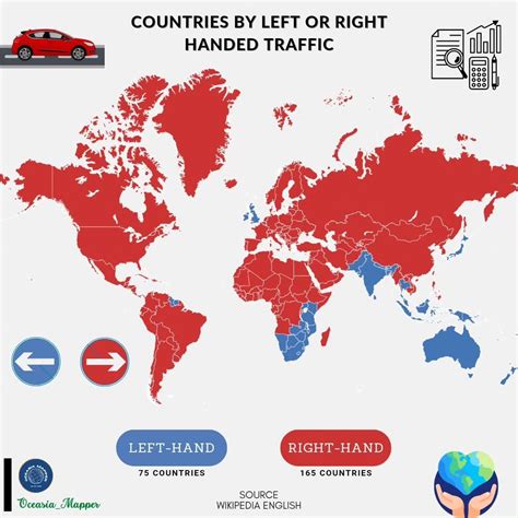 Countries by left - right handed traffic. by... - Maps on the Web