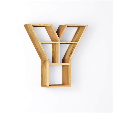 Bookshelf Alphabet "Y" In Mango Wood Natural Polish Shade For Books ...