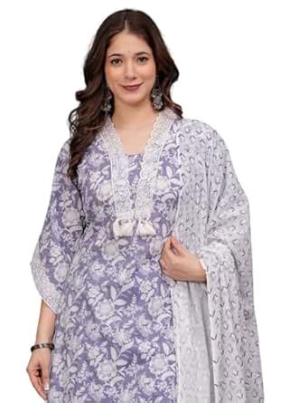 Buy Amayra Women's Pure Cotton Printed Straight Kurta Set with Palazzo ...