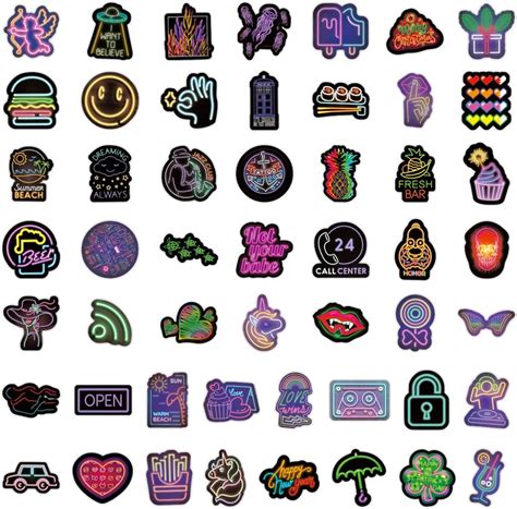 Buy 200Pcs Neon Style Stickers Decals, Cool Neon Light Stickers for ...