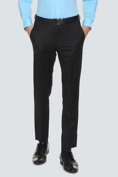 Buy Men Black Slim Fit Solid Flat Front Formal Trousers Online - 350798 ...