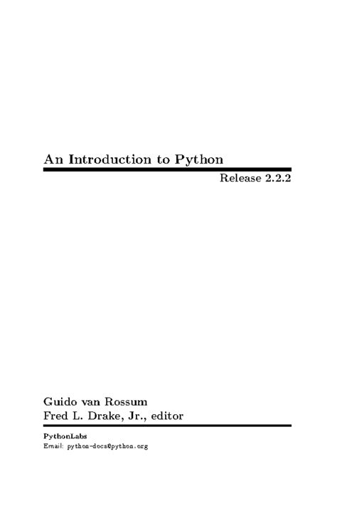 An Introduction to Python 3 - Update & Editor: Fred L. Drake Jr. - Studocu