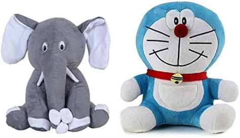 Buy Crispy Toys - Elephant & Doraemon Soft Toy for Kids & Girls ...
