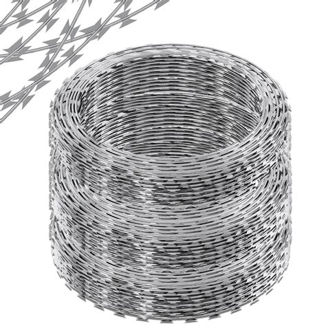 410ft Galvanized Steel Razor Wire Ribbon Barbed Concertina 82 Feet ...