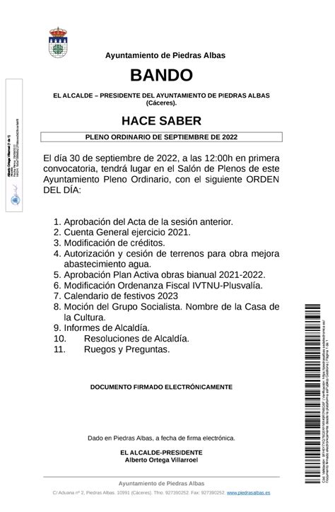 Convocatoria Pleno Ordinario