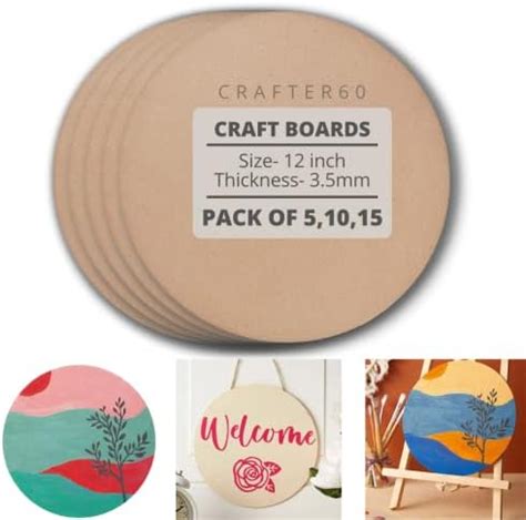 PD Craftozone Round Circle MDF Pine Wood 12 inch MDF Boards for Art and ...