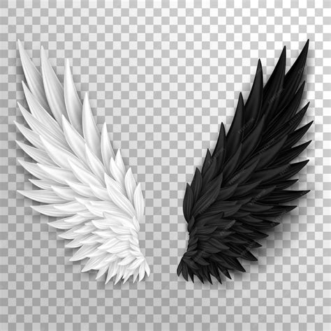 Realistic half wings on transparent background 3d white angel wings and ...