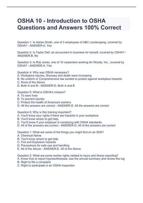 Image result for OSHA Test Answers For