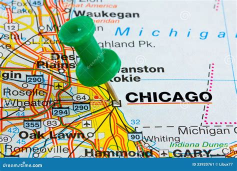 Chicago Pinned On A Map With USA Flag Royalty-Free Stock Photography ...