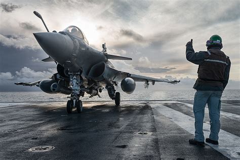 French Rafale M Fighter Operating Off Aircraft Carrier Charles de ...