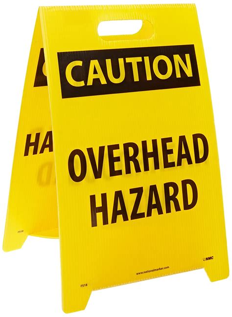 Buy NMC FS18 Double Sided Floor Sign, Legend CAUTION - OVERHEAD HAZARD ...