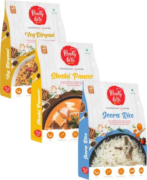 Ready 2 Bite Ready to Eat Veg Biryani, Shahi Paneer, Jeera Rice Combo ...