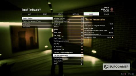 GTA 5 story missions list, gold medal checklist | Eurogamer.net
