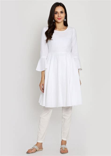 Get Classic White Bell Sleeves Anarkali Kurta at ₹ 1049 | LBB Shop