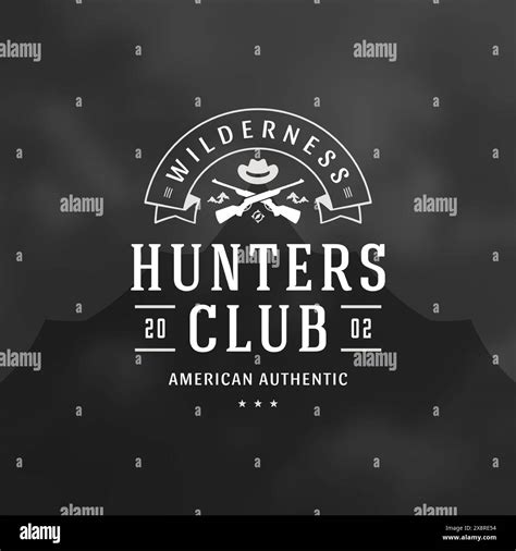 Hunters club logo emblem vector illustration. Outdoor adventure leisure ...
