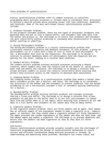 Image result for Synchronization Problems