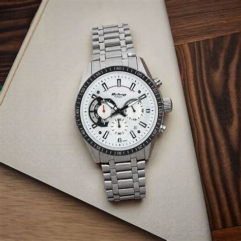 Buy Online Titan Octane Quartz Chronograph White Dial Silver Stainless ...