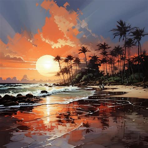 Beautiful sunset on the beach painting by ScorpioStudioArt on DeviantArt