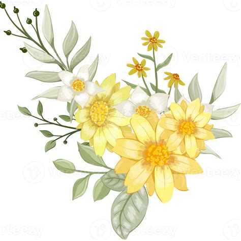 Yellow Flower Arrangement with watercolor style 15739553 PNG