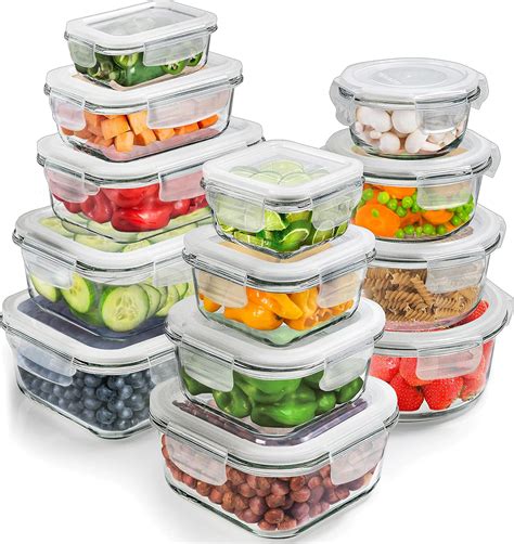 [13-Pack] Glass Storage Containers with Lids - Glass Food Storage ...