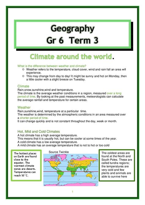 Human And Physical Geography Printable Grade 6
