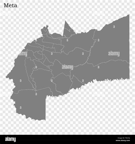 High Quality map of Meta is a state of Colombia, with borders of the districts Stock Vector ...