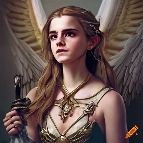 Elegant fusion archangel girl with medieval accessories on Craiyon