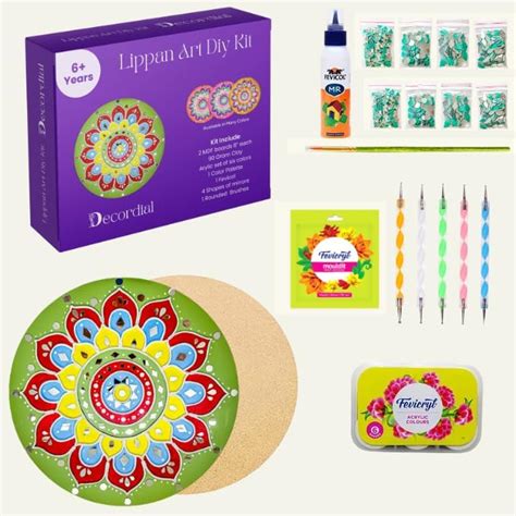 Decordial lippan Art Materials kit with Mandala Tools Round MDF DIY kit ...
