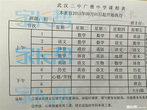 武汉20多所中学新初一课表曝光！速来围观~_实验