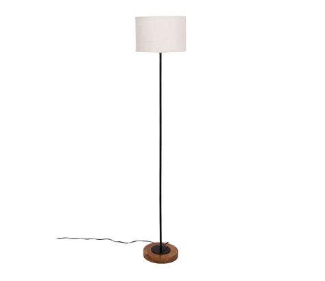 Buy Drum Shade Stick Floor Lamp with Wood Round Base (Cream) @42% OFF ...