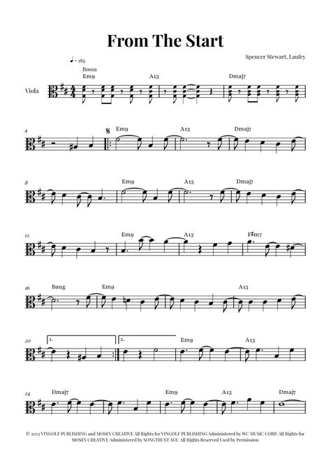 From The Start (arr. Glauco Fernandes) by Laufey Sheet Music for Viola ...