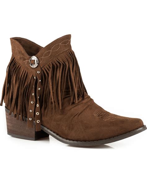 Roper Women's Fringe Suede Western Booties | Boot Barn