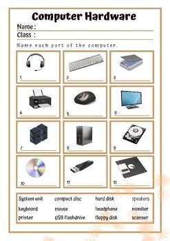 Computer Hardware Parts Worksheet 的图像结果