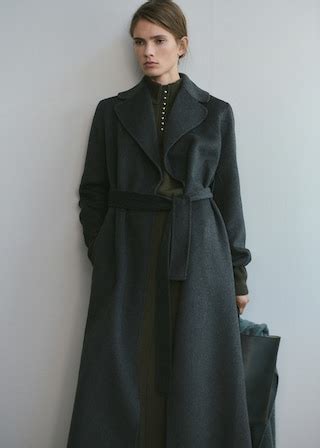Handmade wool coat with belt - Women | MANGO USA